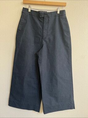 ZARA Wide Leg Cropped Culotte Jean Pants Zip & Hook Closure Blue Women's Size M